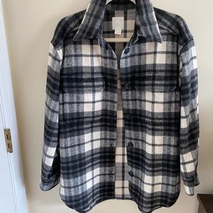 H&M Plaid Shacket Shirt Jacket